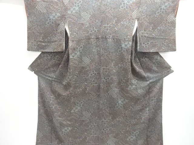 JAPANESE KIMONO / CHIRIMEN FABRIC / FLORAL CLASSICAL PATTERN KOMON